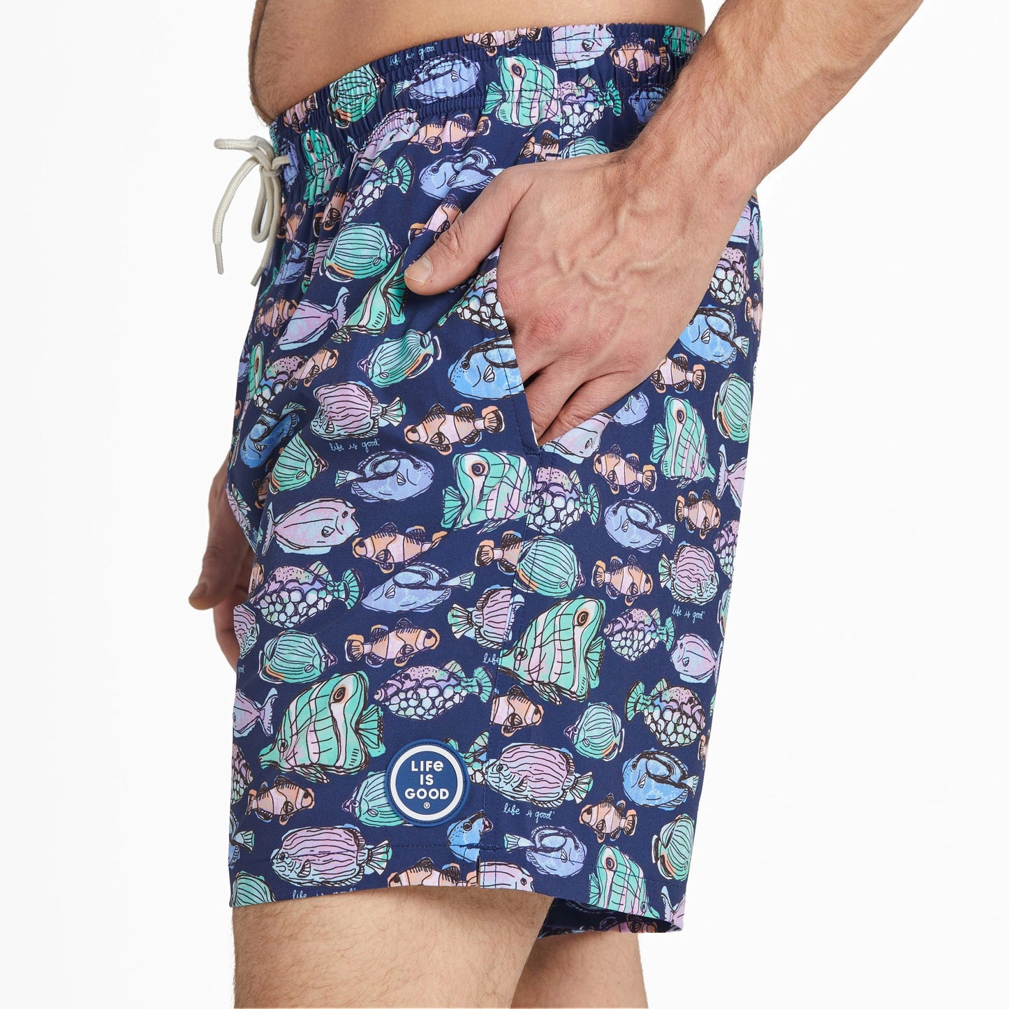Men's Watercolor Fishes Swim Trunk