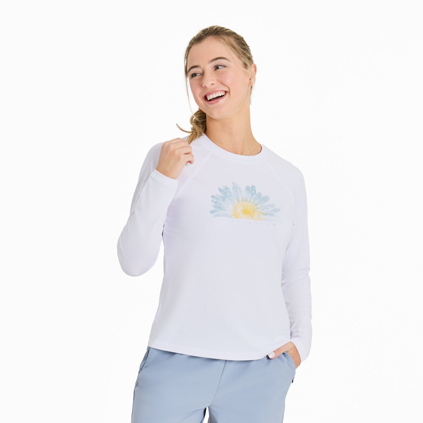 Women's Watercolor Daisy Long Sleeve Rashguard