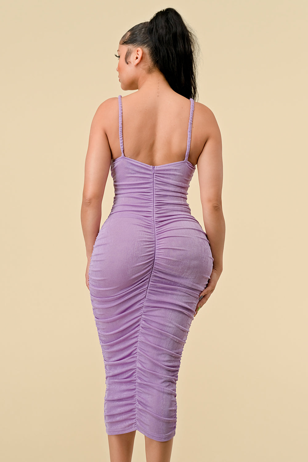 Spaghetti Strap Fitted Midi Dress
